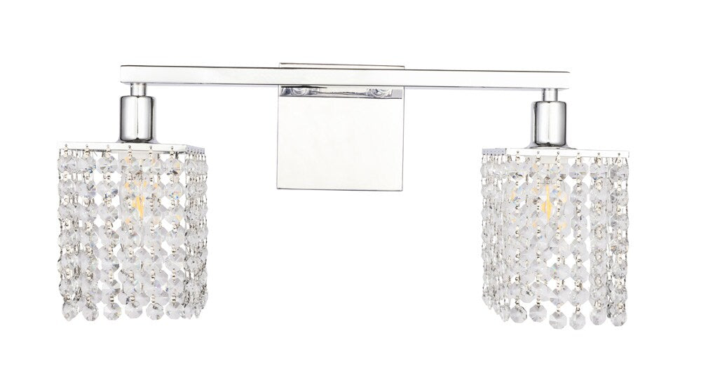 Elegant Furniture & Lighting - Phineas 2 light Chrome and Clear Crystals wall sconce - LD7009C veiw 1