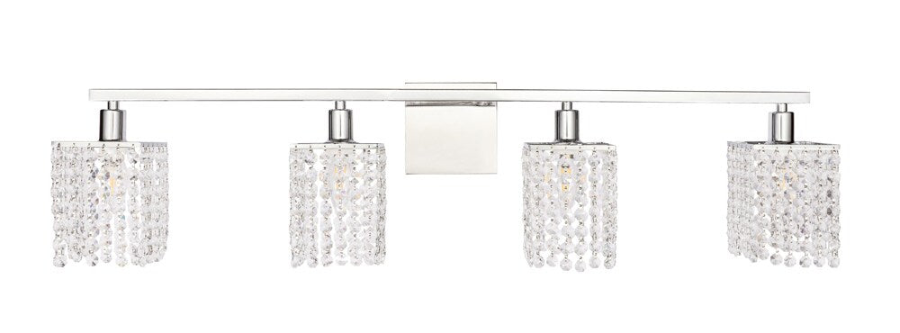 Elegant Furniture & Lighting - Phineas 4 light Chrome and Clear Crystals wall sconce - LD7013C veiw 1