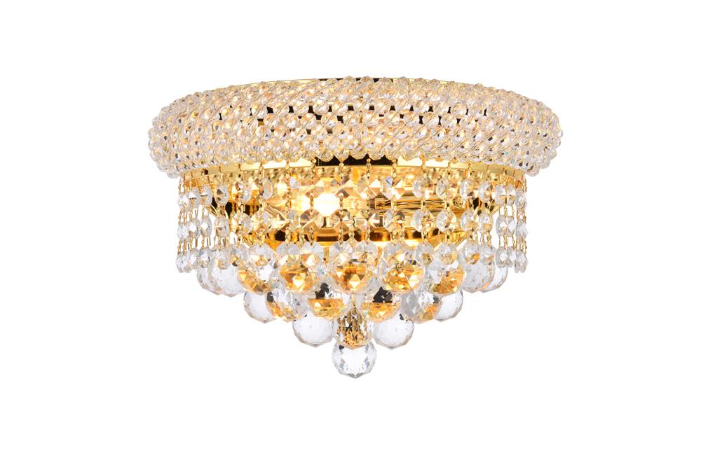Elegant Furniture & Lighting - Primo 2 light Gold Wall Sconce Clear Royal Cut Crystal - V1802W12G/RC veiw 1