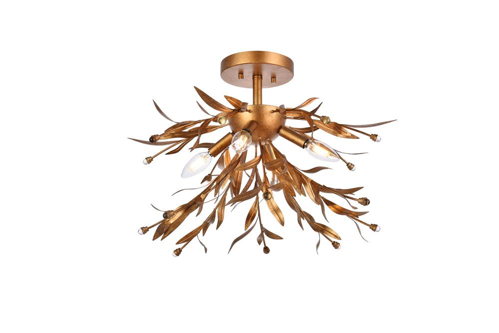 Elegant Furniture & Lighting - Priscilla 18.5 inch flush mount in gold leaf - LD810F19GL veiw 1