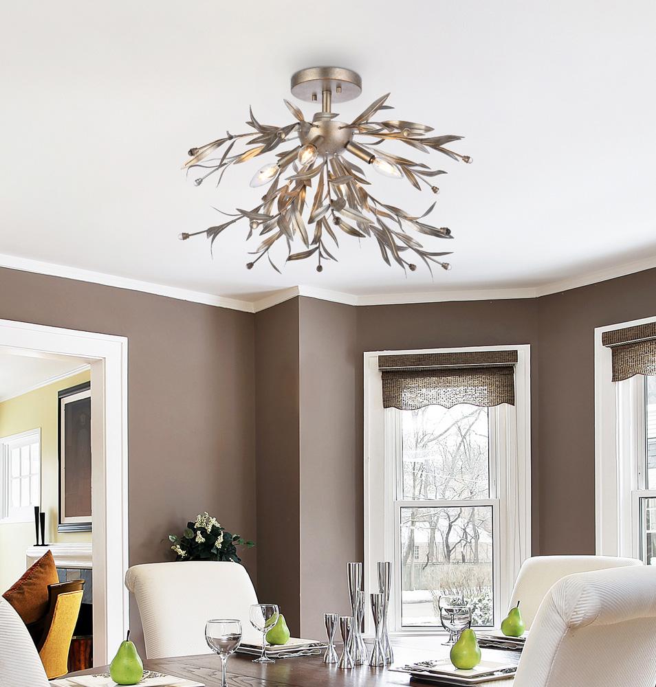 Elegant Furniture & Lighting - Priscilla 23 inch flush mount in silver leaf - LD810F23SL veiw 2