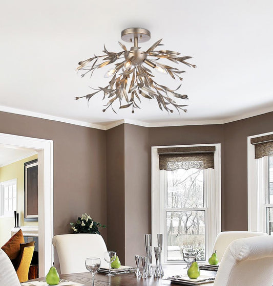 Elegant Furniture & Lighting - Priscilla 23 inch flush mount in silver leaf - LD810F23SL veiw 2