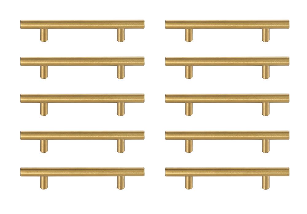 Elegant Furniture & Lighting - Quinn 4in Center to Center Brass Bar Pull Multipack (set of 10) - PL400-4-BR-10PK veiw 1