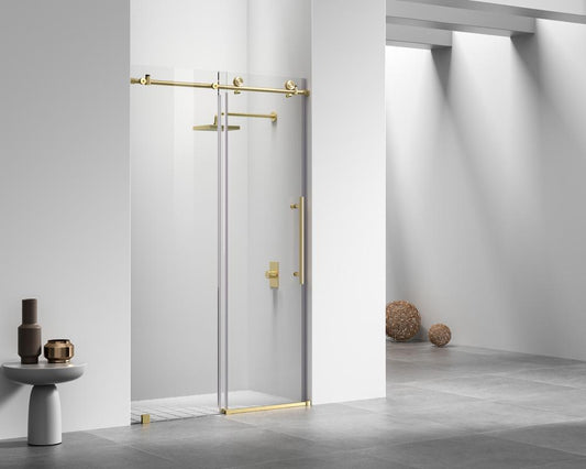 Elegant Furniture & Lighting - Raleigh Frameless shower door 48 x 76 Brushed Gold - SD101-4876BGD veiw 2