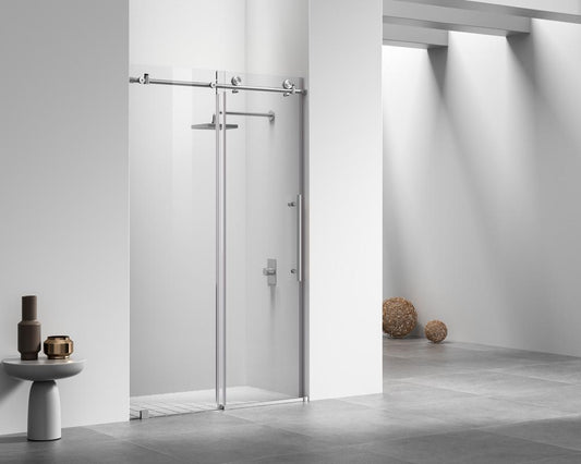 Elegant Furniture & Lighting - Raleigh Frameless shower door 48 x 76 Brushed Nickel - SD101-4876BNK veiw 2
