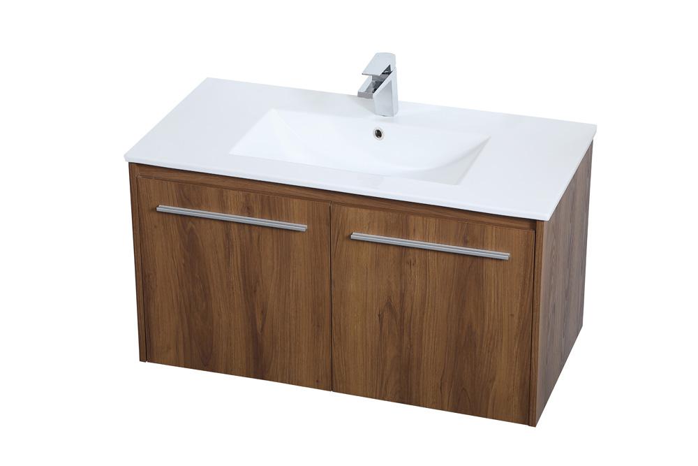 Elegant Furniture & Lighting - Rasina 36 inch Single Bathroom Floating Vanity in Walnut Brown - VF44036WB veiw 8
