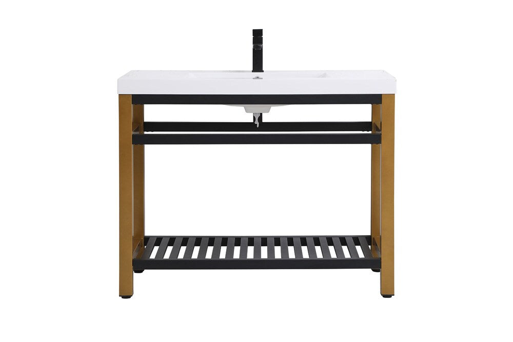 Elegant Furniture & Lighting - Raya 42 inch Single Bathroom Metal Vanity in Golden Black - VF14042GB veiw 1