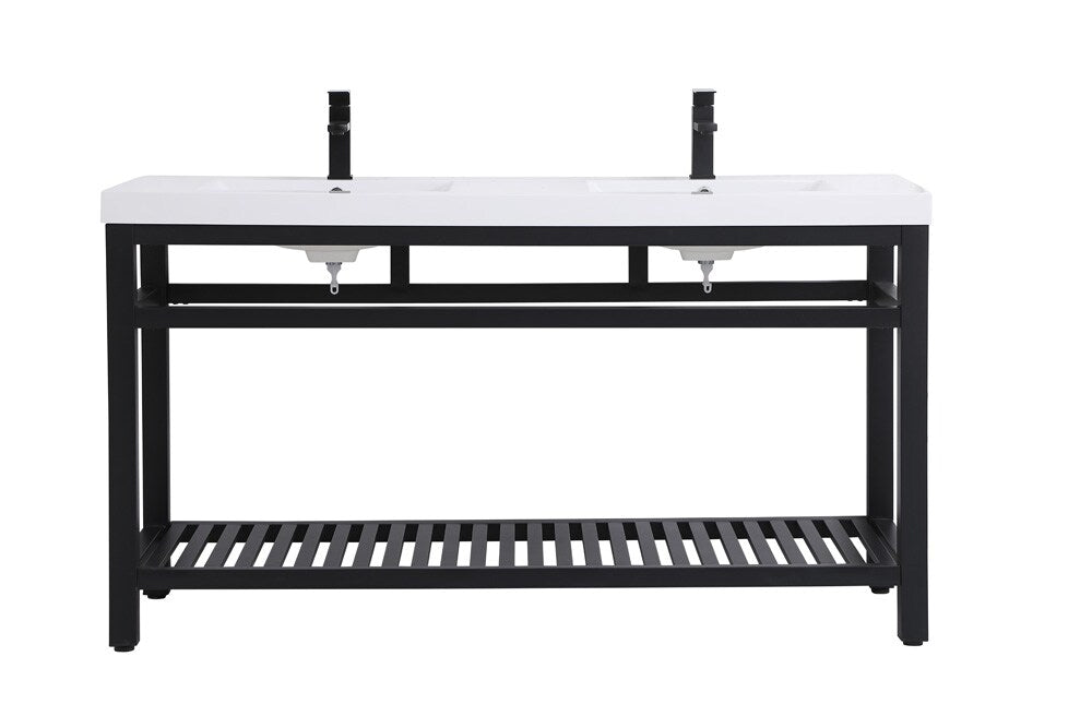 Elegant Furniture & Lighting - Raya 60 inch Double Bathroom Metal Vanity in Black - VF14060DBK veiw 1