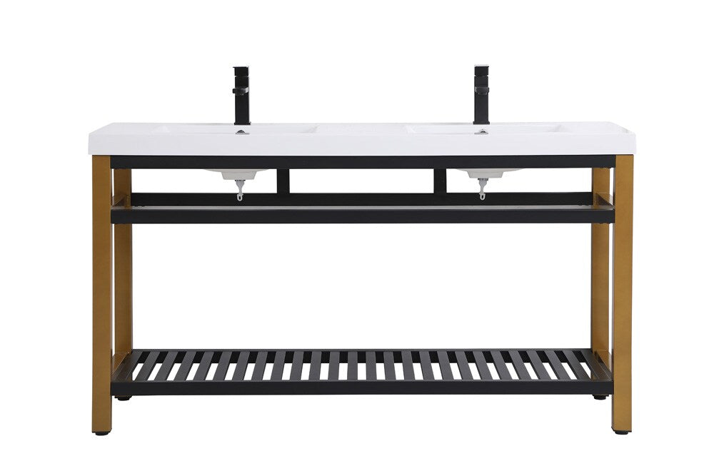 Elegant Furniture & Lighting - Raya 60 inch Double Bathroom Metal Vanity in Golden Black - VF14060DGB veiw 1