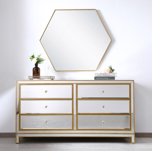 Elegant Furniture & Lighting - Reflexion Cabinet 6 drawers 60in. W x 18in. D x 32in. H in gold - MF72036G veiw 2