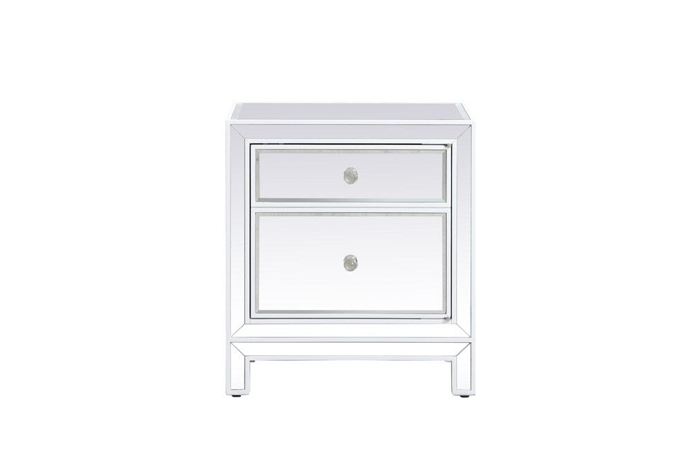Elegant Furniture & Lighting - Reflexion 21 inch mirrored end table in white - MF72016WH veiw 1