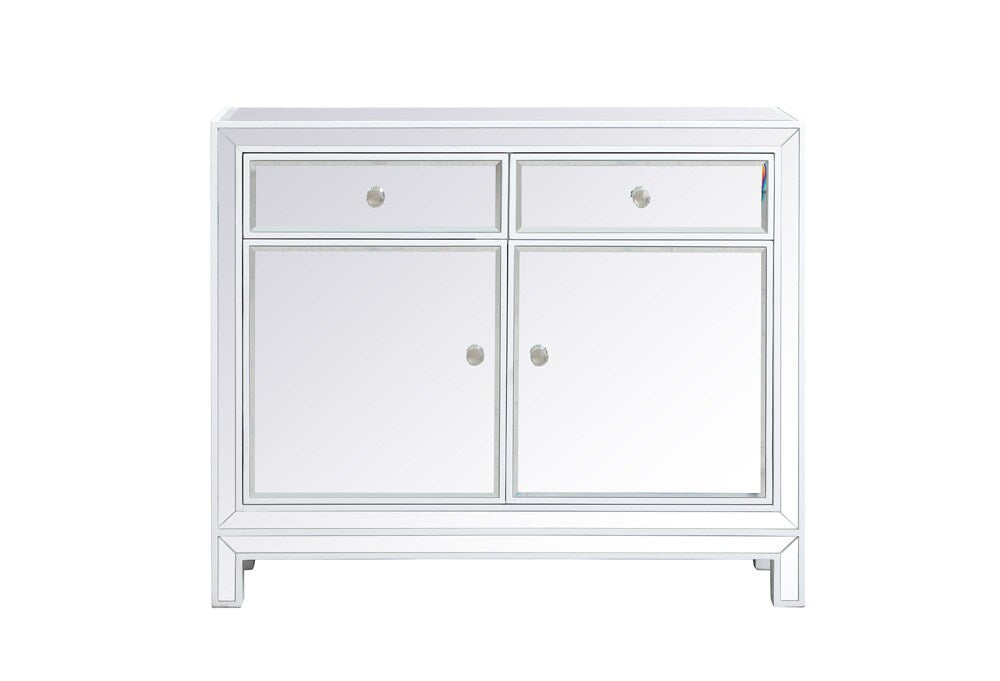 Elegant Furniture & Lighting - Reflexion 38 inch mirrored end table in white - MF72002WH veiw 1