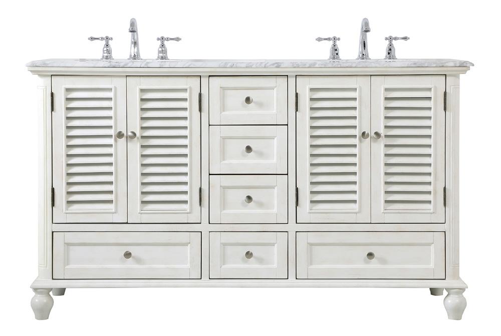 Elegant Furniture & Lighting - Rhodes 60 inch Double Bathroom Vanity in Antique White - VF30560DAW veiw 1