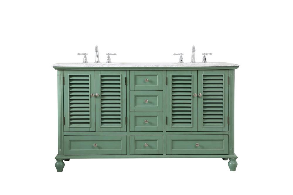 Elegant Furniture & Lighting - Rhodes 60 inch Double Bathroom Vanity in Vintage Mint - VF30560DVM veiw 1
