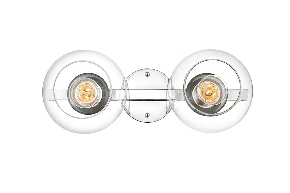 Elegant Furniture & Lighting - Rogelio 2 light Chrome and Clear Bath Sconce - LD7320W17CH veiw 1