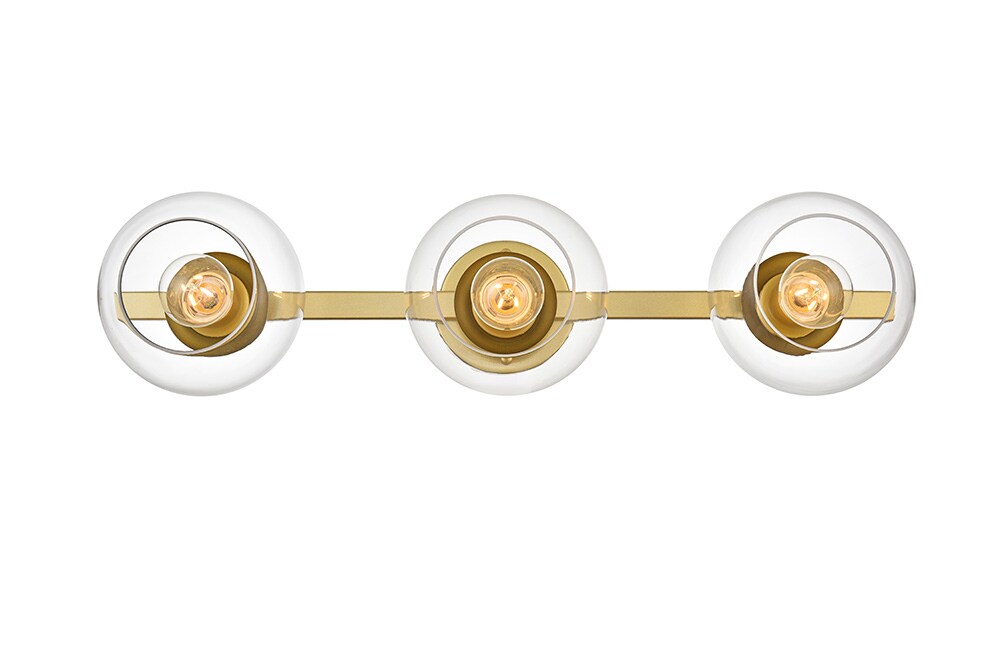 Elegant Furniture & Lighting - Rogelio 3 light Brass and Clear Bath Sconce - LD7320W27BRA veiw 1