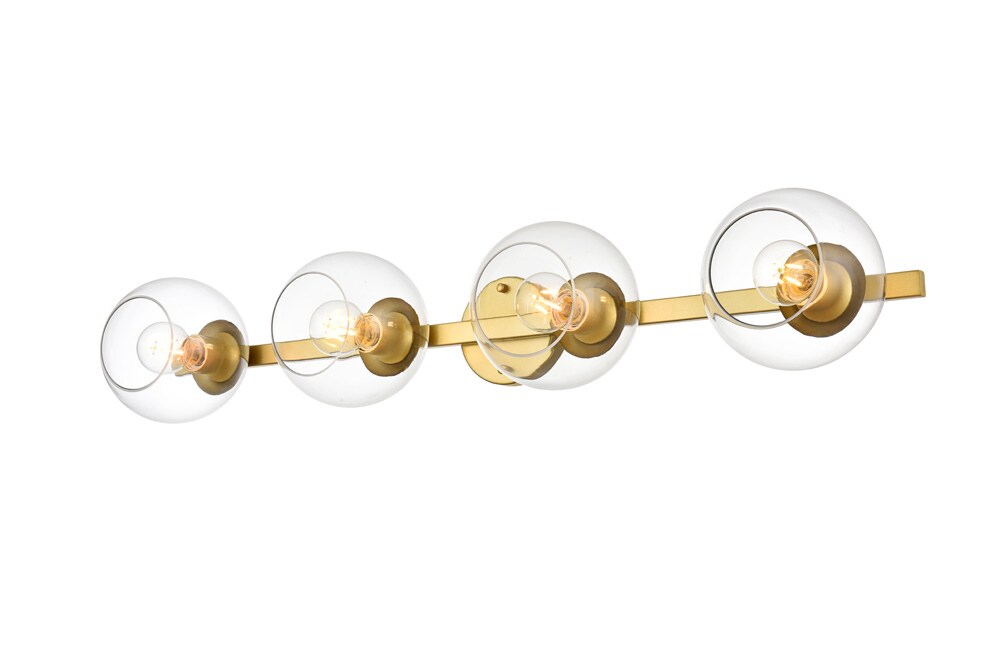 Elegant Furniture & Lighting - Rogelio 4 light Brass and Clear Bath Sconce - LD7320W37BRA veiw 1