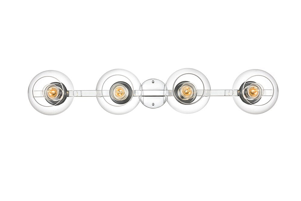 Elegant Furniture & Lighting - Rogelio 4 light Chrome and Clear Bath Sconce - LD7320W37CH veiw 1