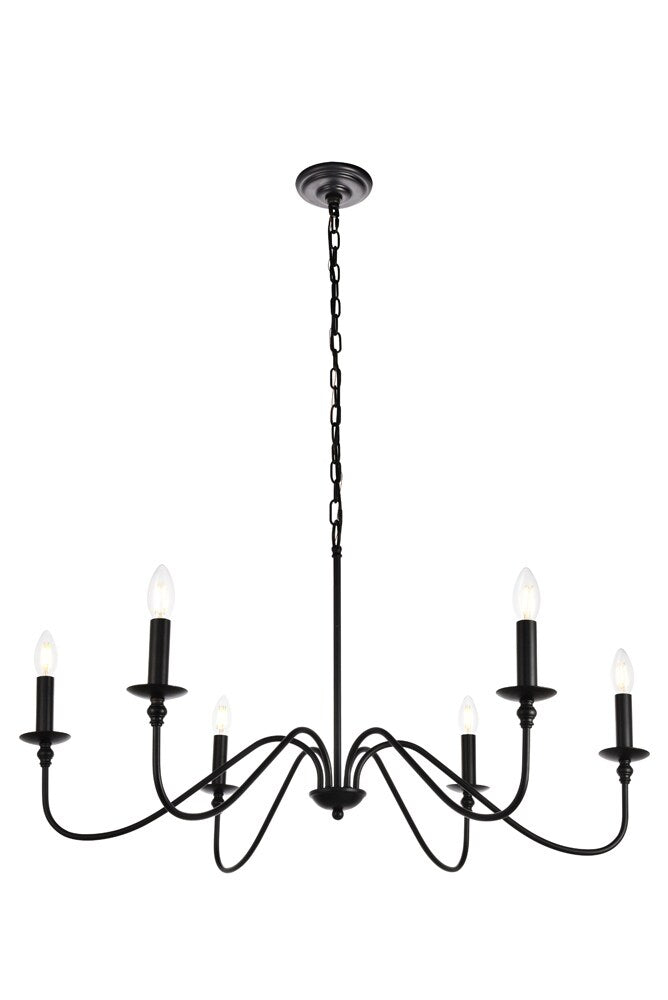 Elegant Furniture & Lighting - Rohan Chandelier D36 H19 Lt:6 Matte Black Finish - LD5006D36MB veiw 1