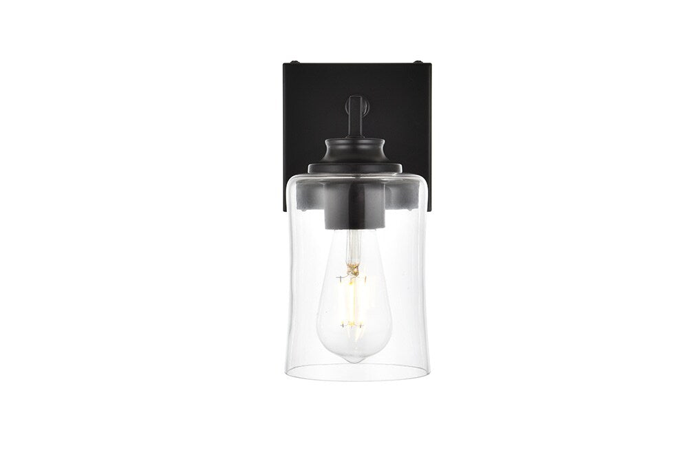 Elegant Furniture & Lighting - Ronnie 1 light Black and Clear Bath Sconce - LD7314W5BLK veiw 1