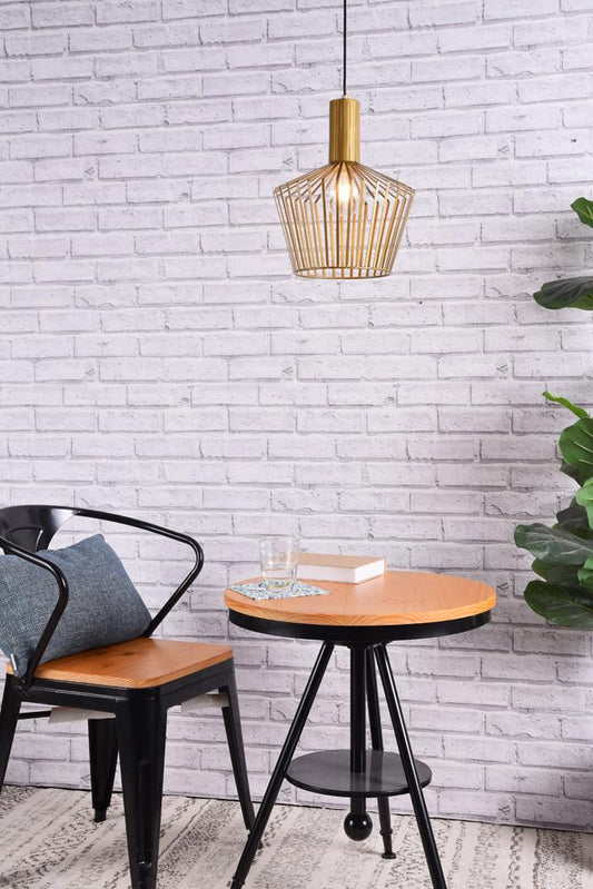 Elegant Furniture & Lighting - Ronnie 1 Light Brass Pendant - LD2414BR veiw 2
