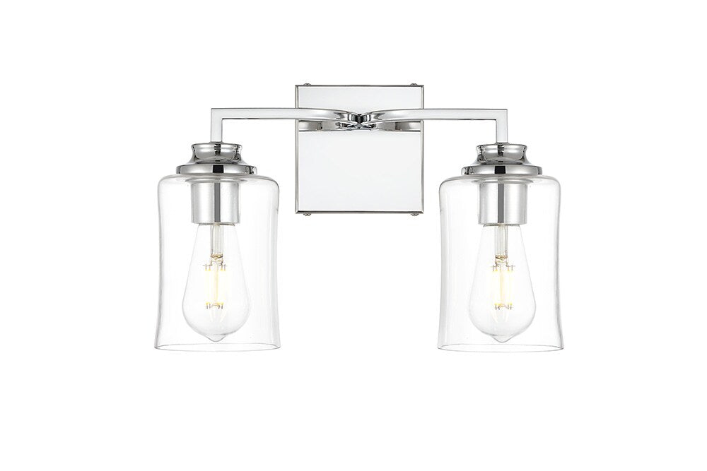 Elegant Furniture & Lighting - Ronnie 2 light Chrome and Clear Bath Sconce - LD7314W14CH veiw 1