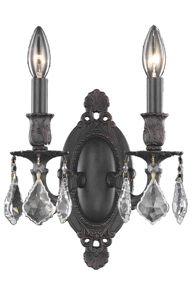 Elegant Furniture & Lighting - Rosalia 2 light Dark Bronze Wall Sconce Clear Royal Cut Crystal - 9202W9DB/RC veiw 1