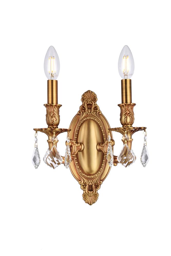 Elegant Furniture & Lighting - Rosalia 2 light French Gold Wall Sconce Clear Royal Cut Crystal - 9202W9FG/RC veiw 1