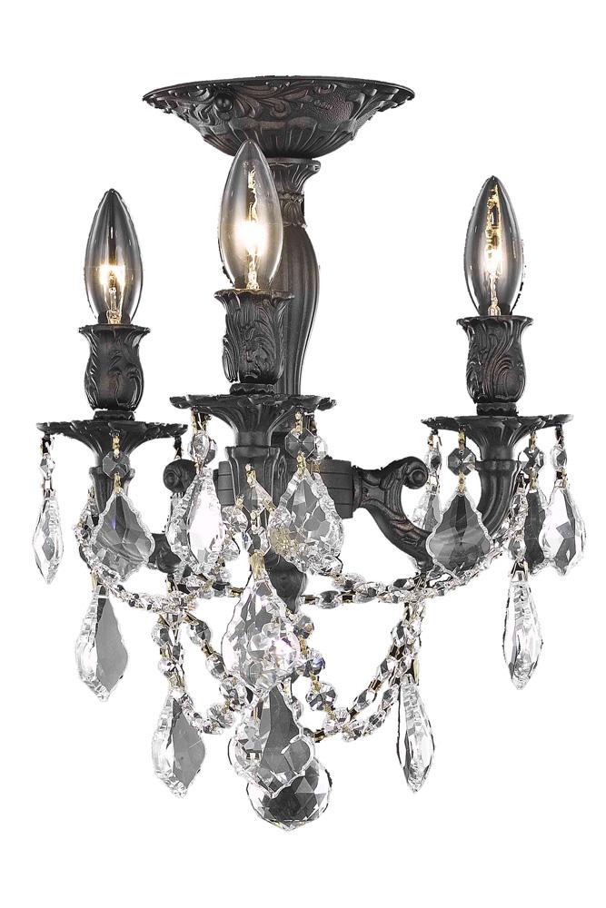 Elegant Furniture & Lighting - Rosalia 3 light Dark Bronze Flush Mount Clear Royal Cut Crystal - 9203F13DB/RC veiw 1
