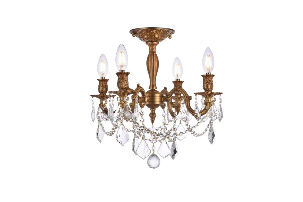 Elegant Furniture & Lighting - Rosalia 4 light French Gold Flush Mount Clear Royal Cut Crystal - 9204F17FG/RC veiw 1