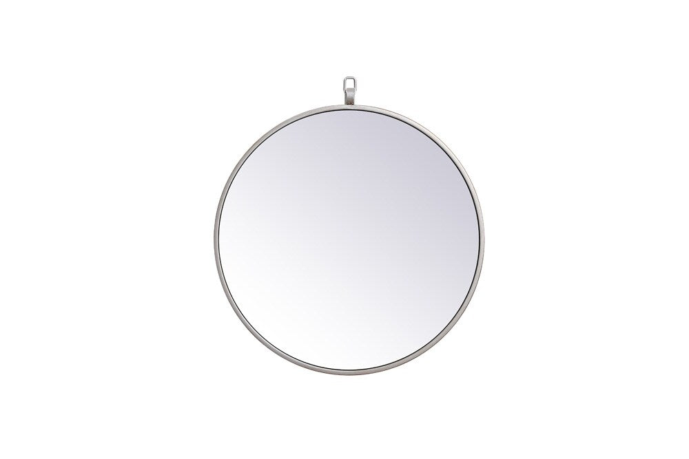 Elegant Furniture & Lighting - Rowan Metal frame round mirror with decorative hook 18 inch in silver - MR4718S veiw 1