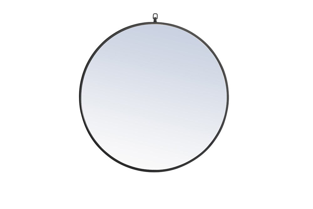 Elegant Furniture & Lighting - Rowan Metal frame Round Mirror with decorative hook 32 inch Black finish - MR4057BK veiw 1