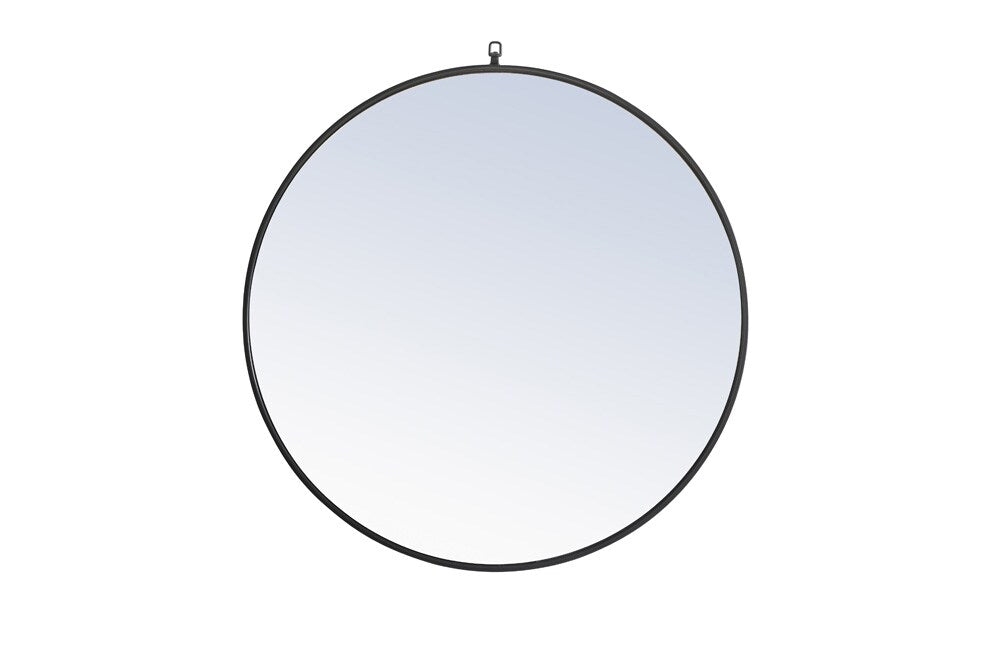 Elegant Furniture & Lighting - Rowan Metal frame Round Mirror with decorative hook 36 inch Black finish - MR4061BK veiw 1