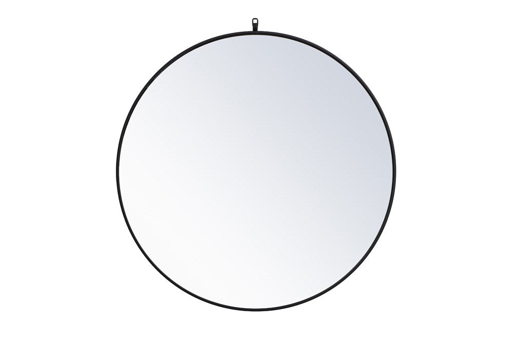 Elegant Furniture & Lighting - Rowan Metal frame round mirror with decorative hook 39 inch in Black - MR4739BK veiw 1
