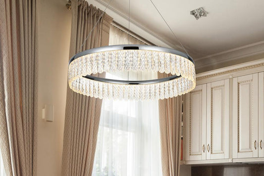 Elegant Furniture & Lighting - Rune 24 inch Adjustable LED chandelier in Chrome - 2060D24C veiw 2