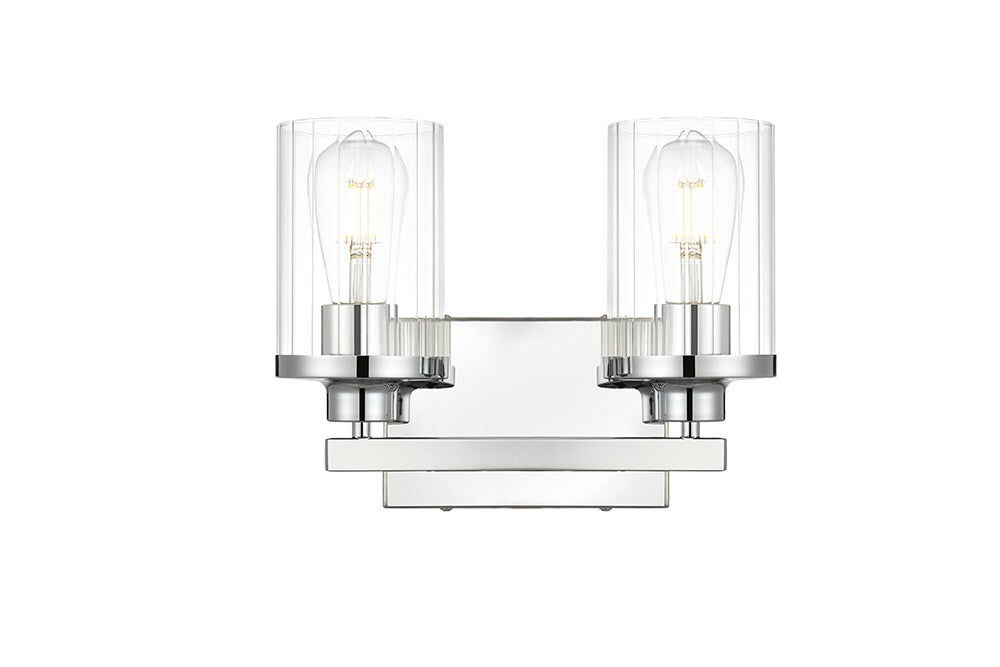 Elegant Furniture & Lighting - Saanvi 2 light Chrome and Clear Bath Sconce - LD7316W12CH veiw 1