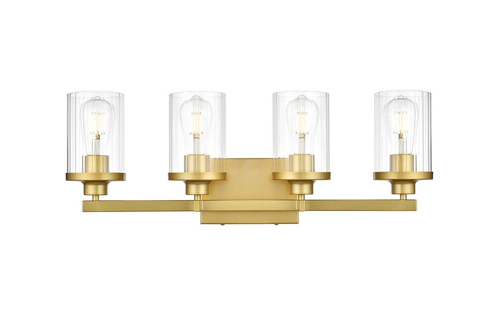 Elegant Furniture & Lighting - Saanvi 4 light Brass and Clear Bath Sconce - LD7316W25BRA veiw 1