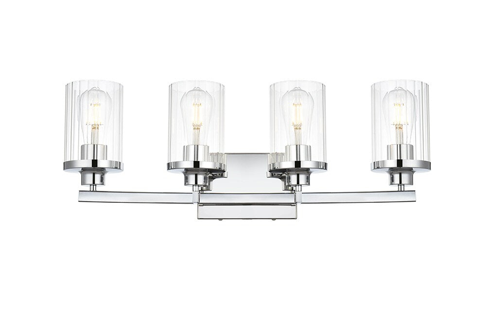 Elegant Furniture & Lighting - Saanvi 4 light Chrome and Clear Bath Sconce - LD7316W25CH veiw 1