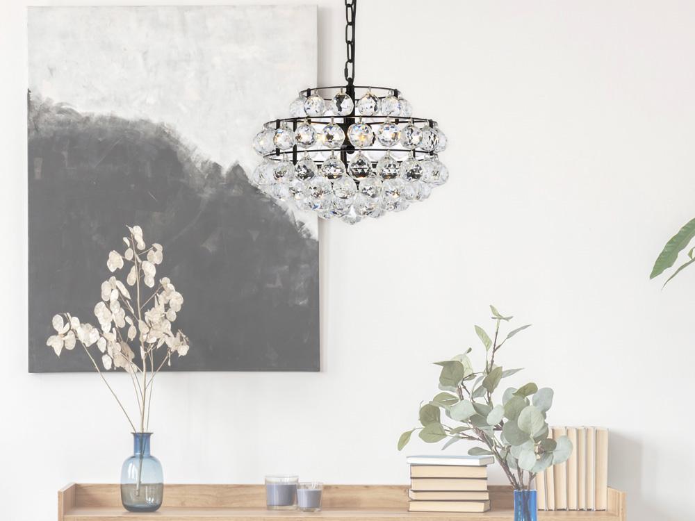 Elegant Furniture & Lighting - Savannah 14 inch pendant in black - 1106D14BK veiw 1