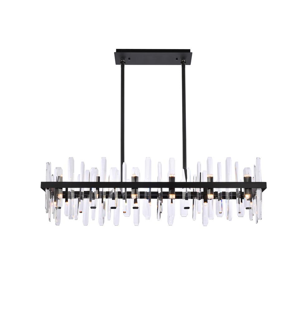 Elegant Furniture & Lighting - Serena 42 inch crystal rectangle chandelier in black - 2200G42BK veiw 1
