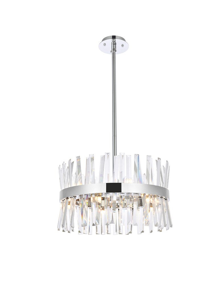 Elegant Furniture & Lighting - Serephina 20 inch crystal round pendant light in chrome - 6200D20C veiw 1