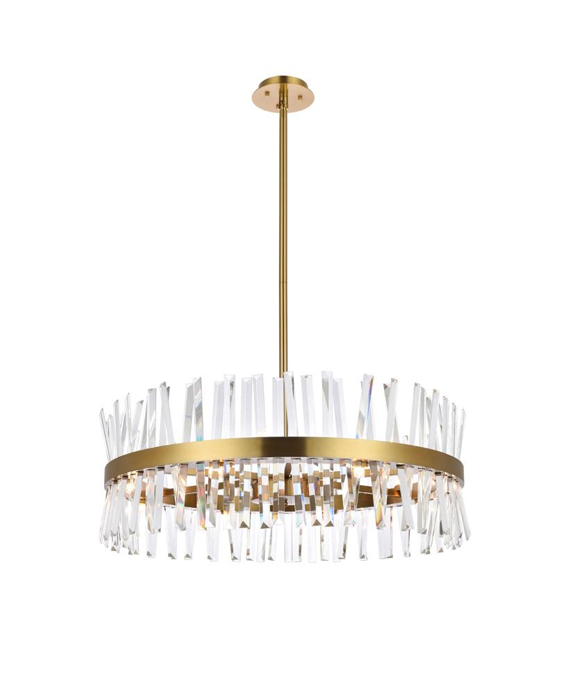 Elegant Furniture & Lighting - Serephina 32 inch crystal round chandelier light in satin gold - 6200D32SG veiw 1