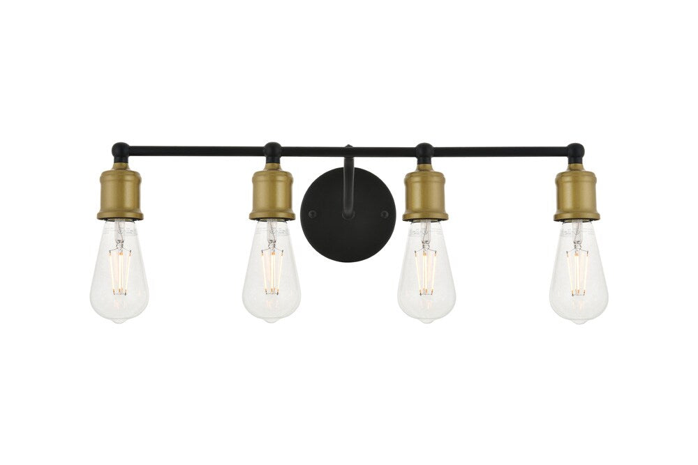 Elegant Furniture & Lighting - Serif 4 light brass and black Wall Sconce - LD4028W22BRB veiw 1