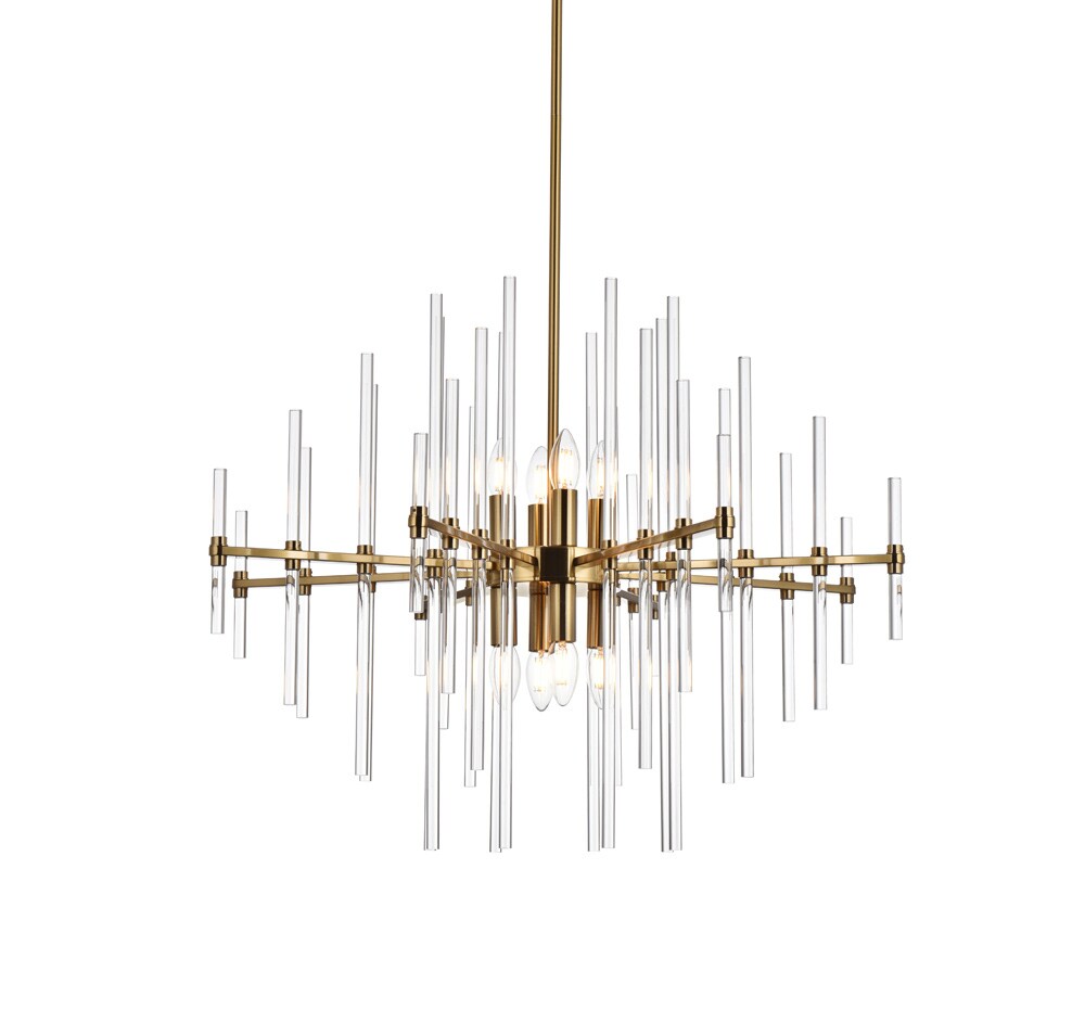 Elegant Furniture & Lighting - Sienna 27 inch crystal rod pendant in gold - 2502D27SG veiw 1