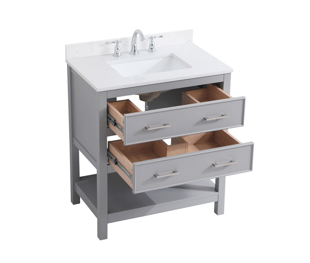 Elegant Furniture & Lighting - Sinclaire 30 inch Single Bathroom Vanity in Grey with Backsplash - VF19030GR-BS veiw 15