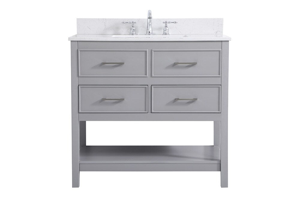 Elegant Furniture & Lighting - Sinclaire 36 inch Single bathroom vanity in gray with backsplash - VF19036GR-BS veiw 1