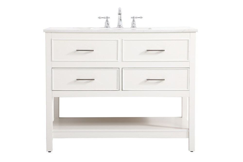 Elegant Furniture & Lighting - Sinclaire 42 inch Single bathroom vanity in white - VF19042WH veiw 1