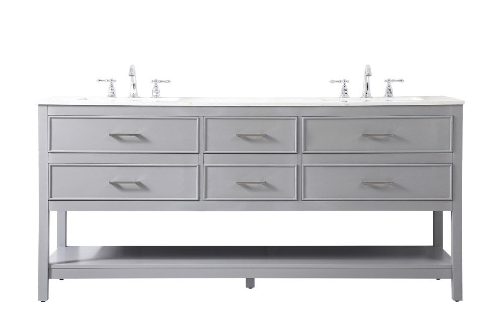 Elegant Furniture & Lighting - Sinclaire 72 inch double bathroom vanity in gray - VF19072DGR veiw 1