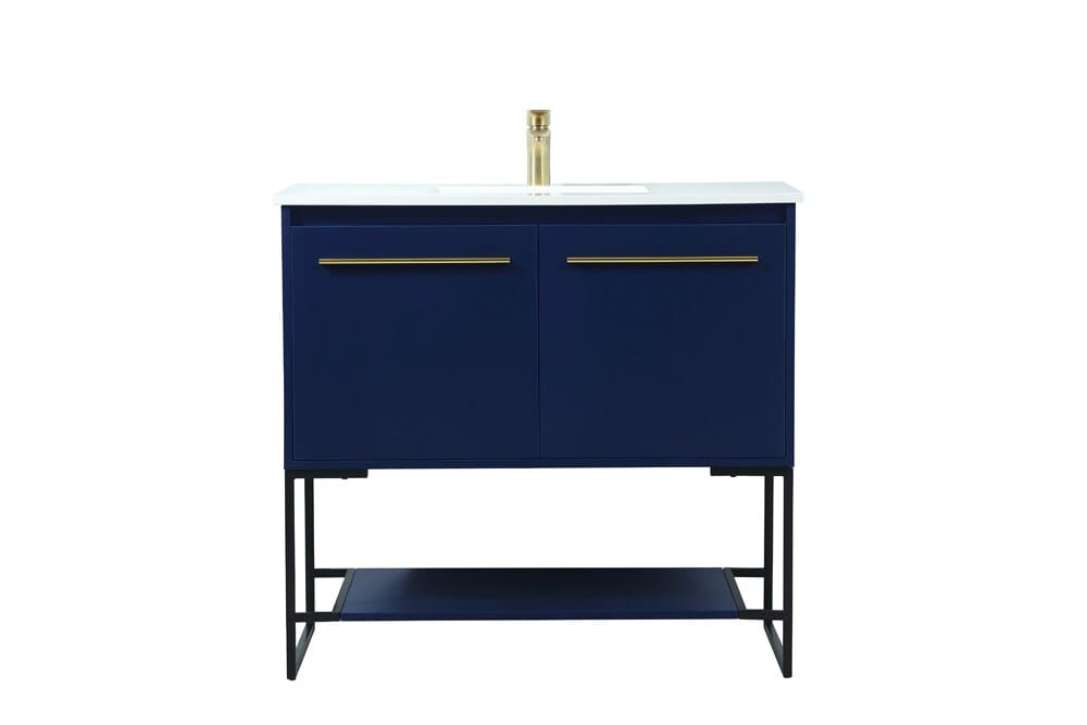 Elegant Furniture & Lighting - Sloane 36 inch Single bathroom vanity in blue - VF42536MBL veiw 1
