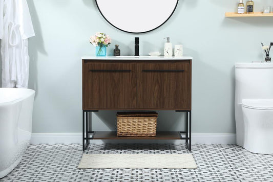 Elegant Furniture & Lighting - Sloane 40 inch Single bathroom vanity in walnut - VF42540MWT veiw 2